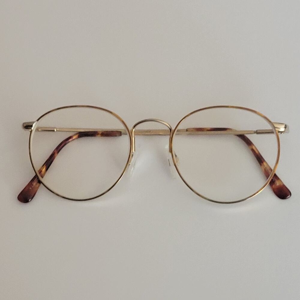 Marchon Eyeglasses Gold Metal Round Demi Blond Flexon Autoflex Frame Women 140mm